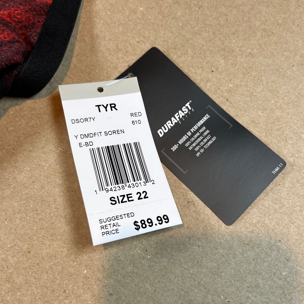 TYR Durafast Elite Diamondfit Soren Swimsuit Red Black DSOR7Y Size 22 NWT - Picture 2 of 4